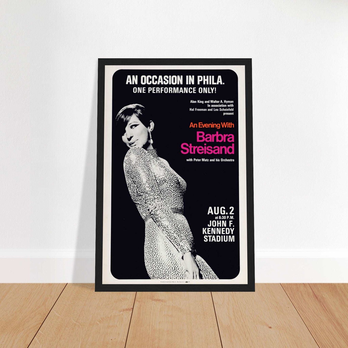Celebrate the legacy of Barbra Streisand with this vintage concert poster, capturing the essence of her iconic live performances and legendary music career. Featuring elegant typography, retro concert design, and timeless stage presence, this classic tour print is perfect for fans of Streisand, collectors of music memorabilia, and lovers of vintage concert posters. Whether displayed in a home theater, music room, or elegant space, this Barbra Streisand wall art brings the magic of her voice into your decor.