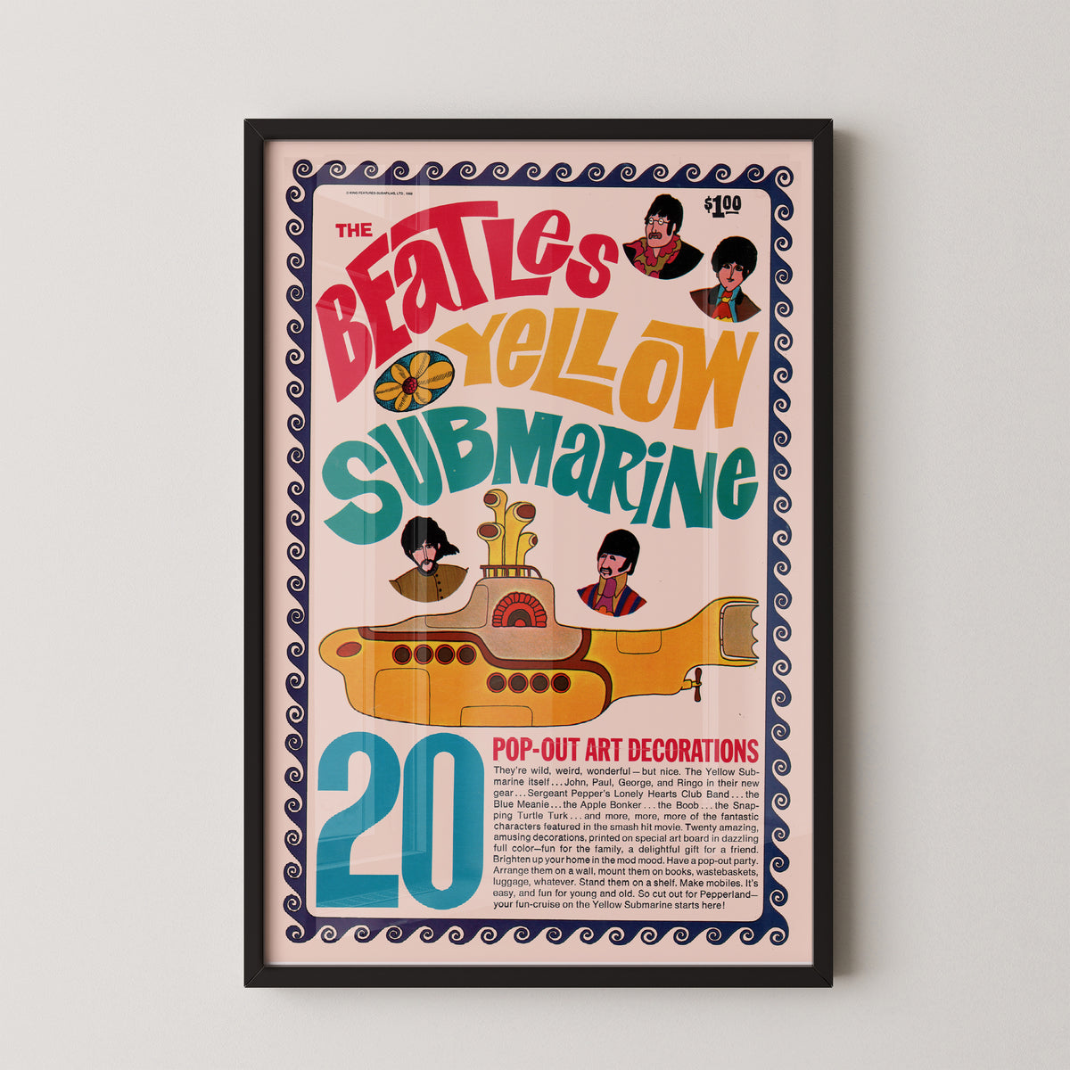 Beatles Yellow Submarine Retro Graphic Poster