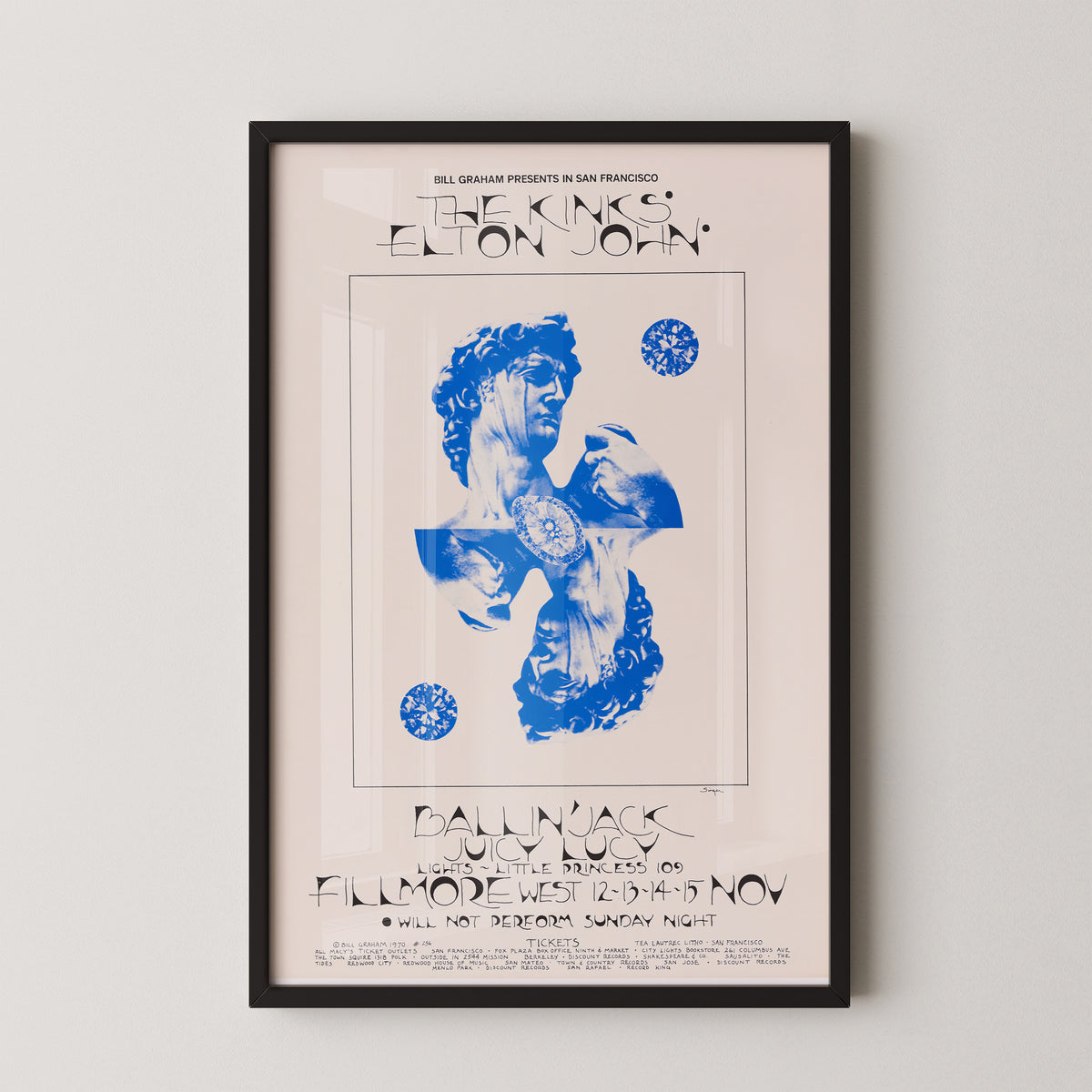 Affiche de concert des Kinks – Art mural rock