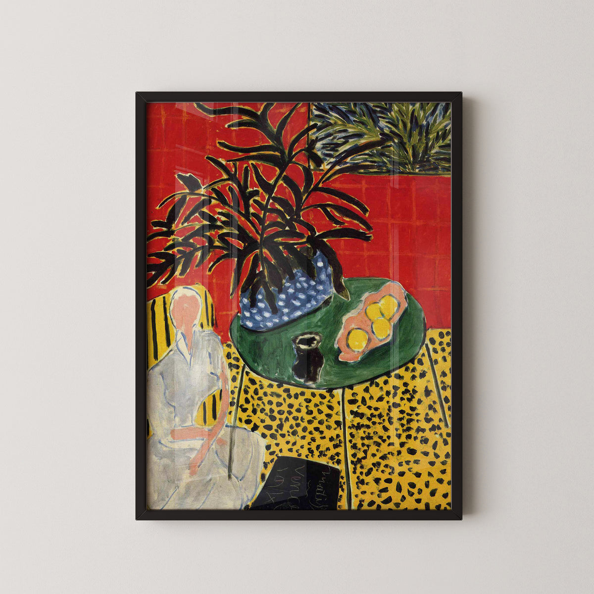 Matisse Black Fern, modernist wall art shown as a alternate artwork presentation