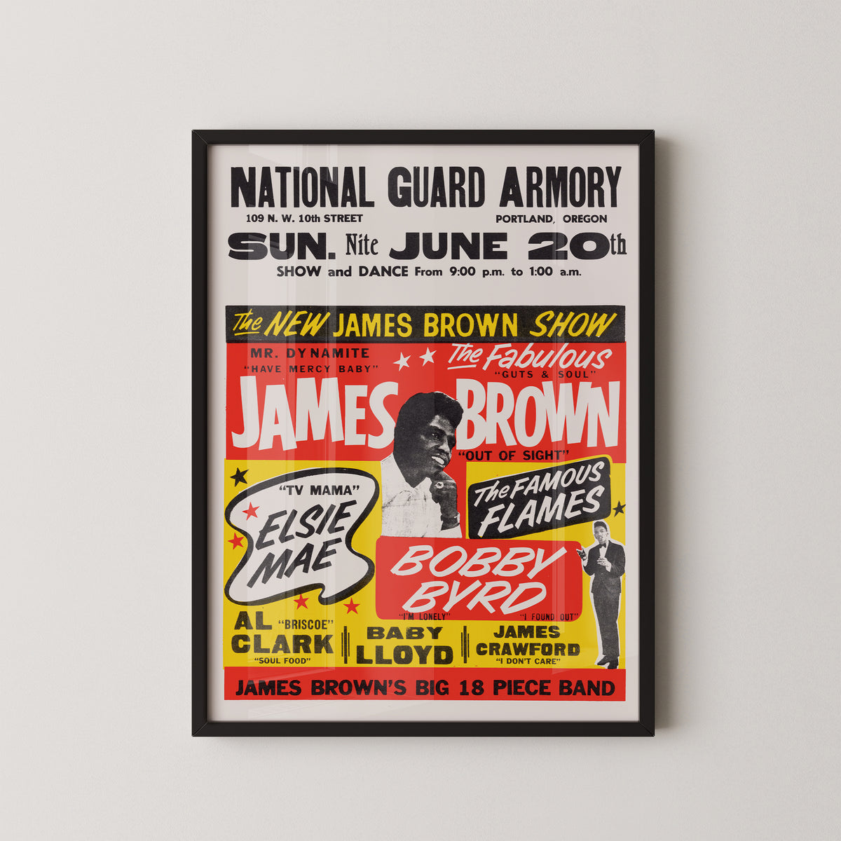 James Brown 1965 Concert Poster – Vintage Soul Art