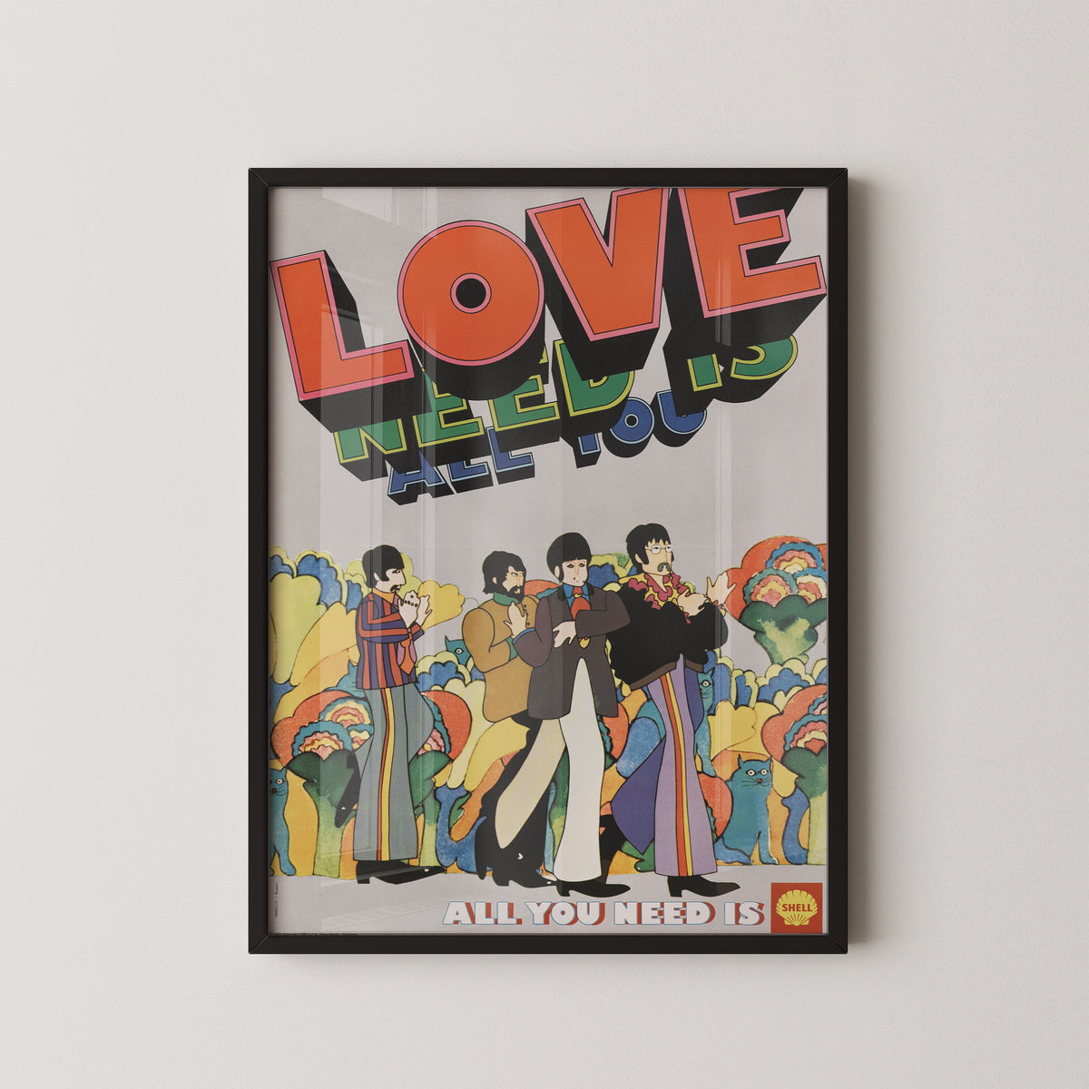 Affiche rétro des Beatles – Tout ce dont vous avez besoin, c'est d'amour