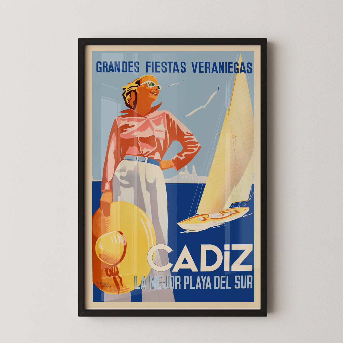 Vintage Cádiz Travel Poster – Spanish Seaside Art