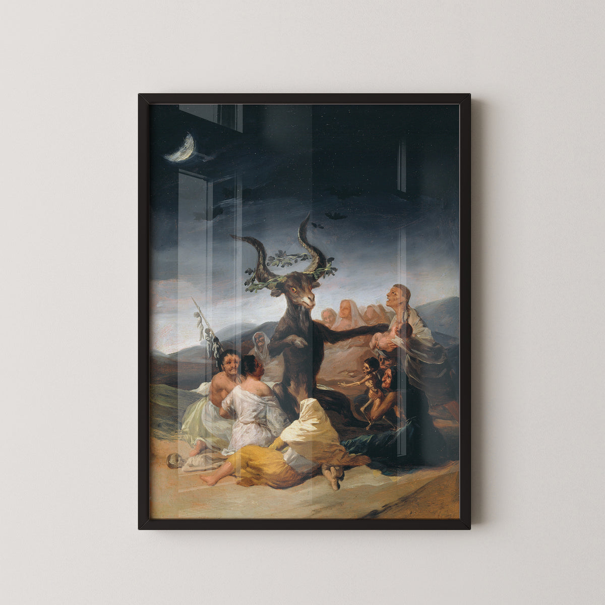 Goya Witches’ Sabbath, gothic wall art shown as a alternate artwork presentation