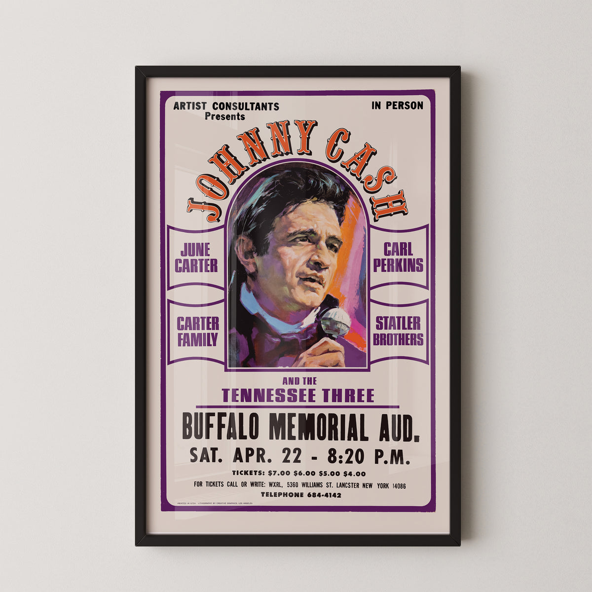 Johnny Cash Buffalo Concert Poster – Country Music Art