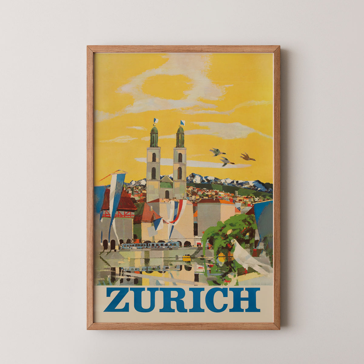 Vintage Zurich Travel Poster – Swiss City Art