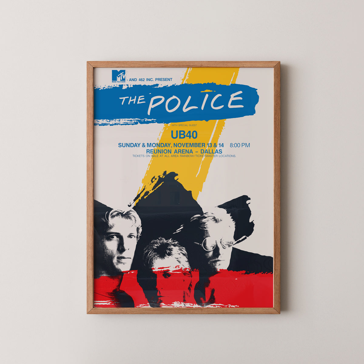 Affiche du concert de The Police | Décoration murale du groupe de rock