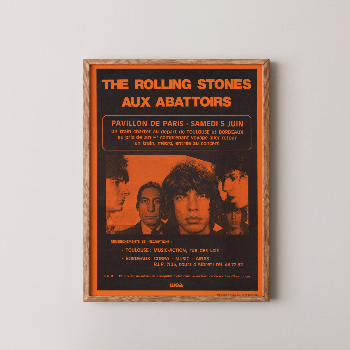 Affiche du concert des Rolling Stones – Souvenirs rock vintage