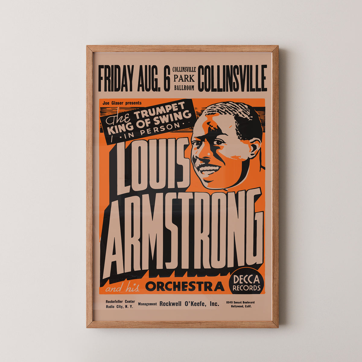 Affiche de concert de Louis Armstrong – Impression jazz vintage