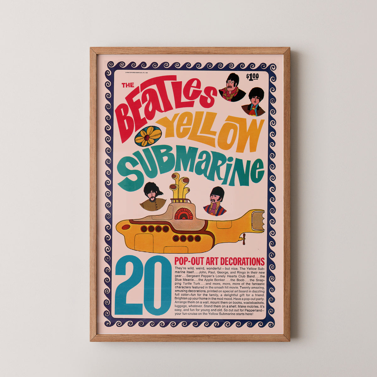 Beatles Yellow Submarine Retro Graphic Poster