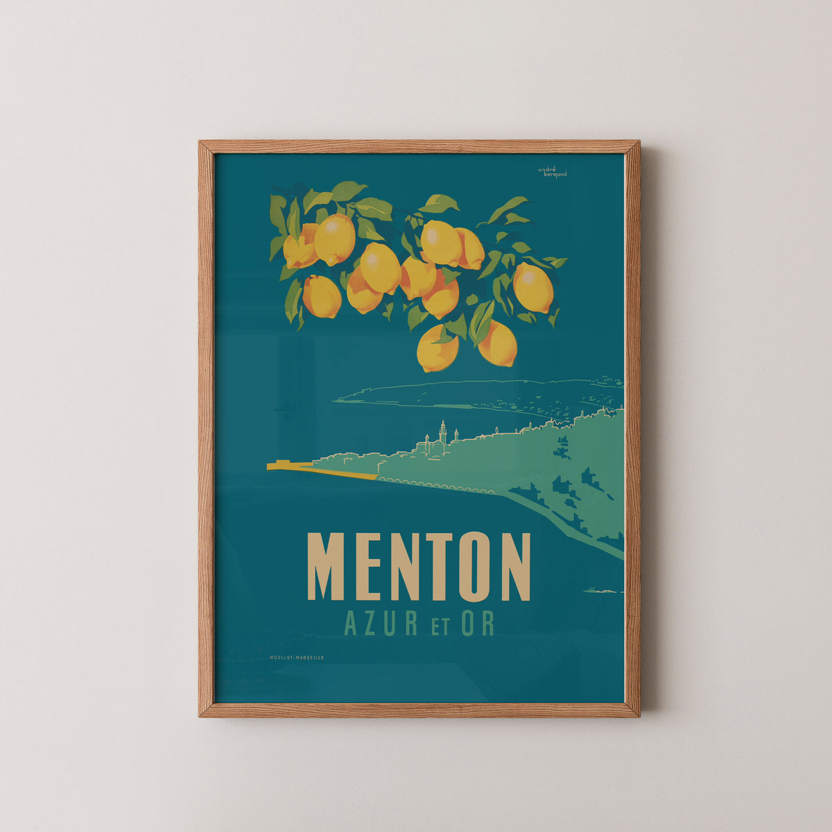 Menton Azur et Or Poster – French Riviera Travel Art