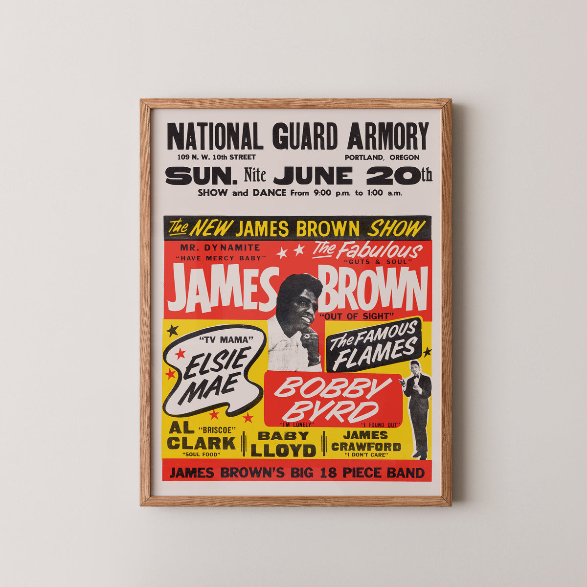 James Brown 1965 Concert Poster – Vintage Soul Art