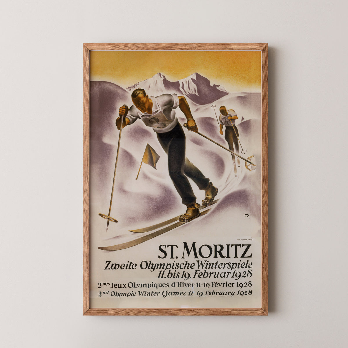 St. Moritz 1928 Winter Olympics Skiing Poster