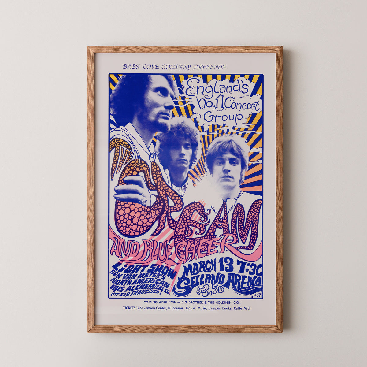 Cream Live Band Poster – Vintage Rock Art
