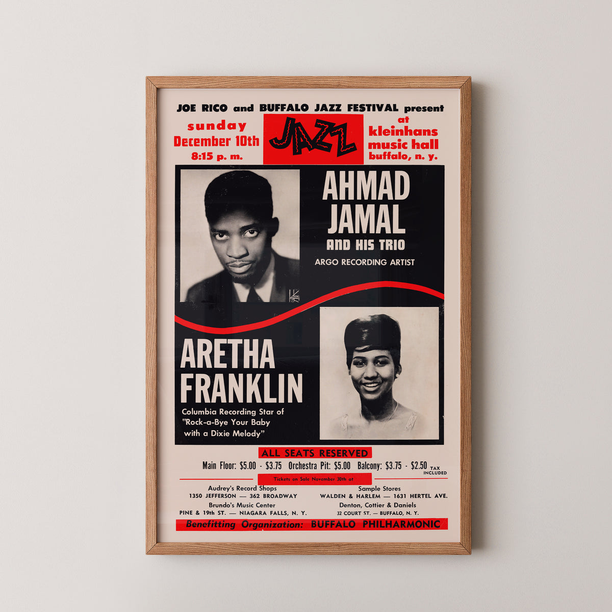 Affiche du concert de jazz d'Ahmad Jamal et Aretha Franklin