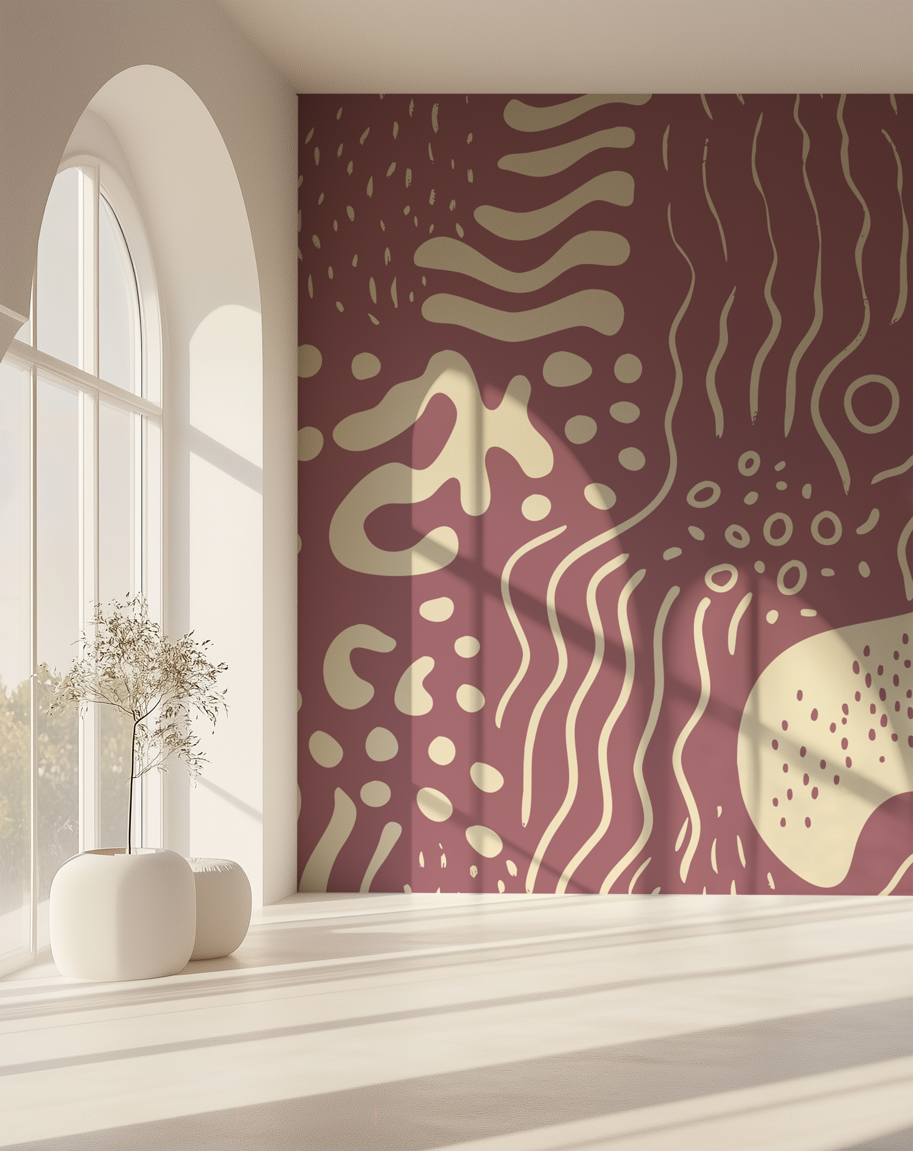 Marea Rose Pink Organic Abstract Wallpaper