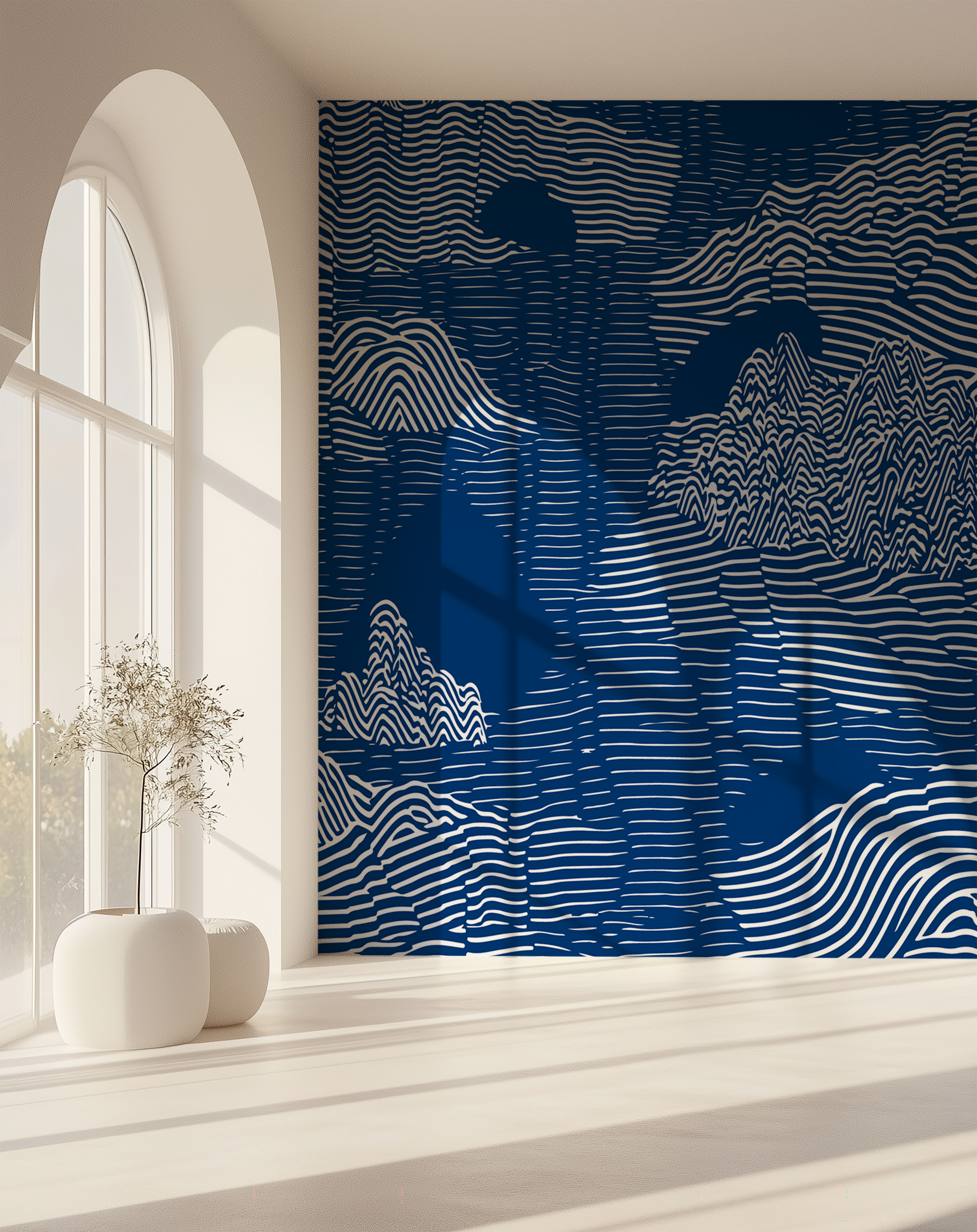 Blue Topographic Mountain Wallpaper