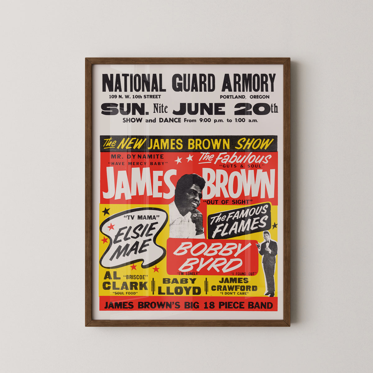 James Brown 1965 Concert Poster – Vintage Soul Art