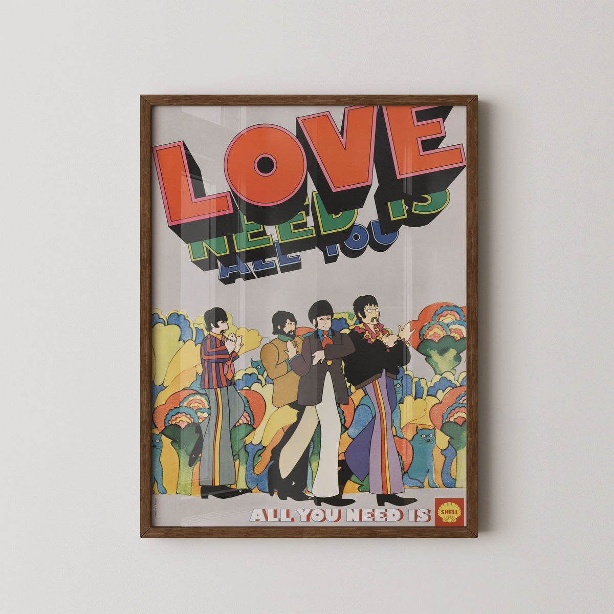 Affiche rétro des Beatles – Tout ce dont vous avez besoin, c'est d'amour
