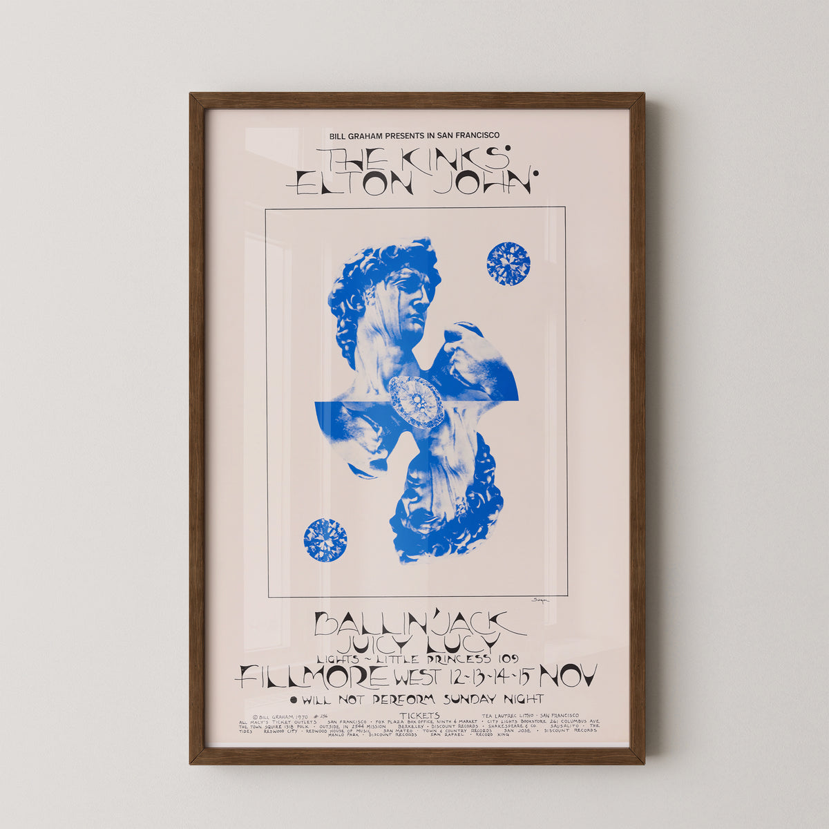 Affiche de concert des Kinks – Art mural rock