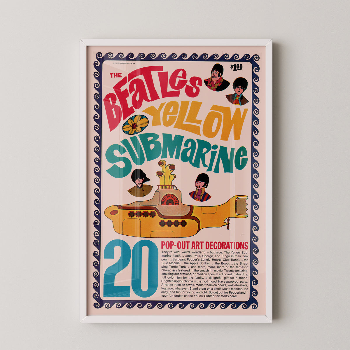 Beatles Yellow Submarine Retro Graphic Poster