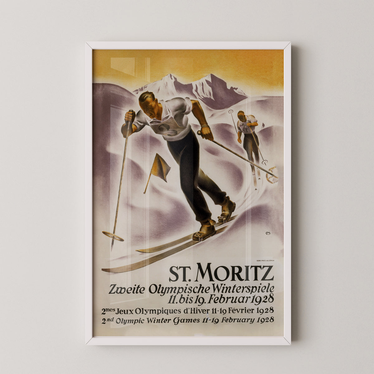 Vintage Langlaufplakat – St. Moritz 1928