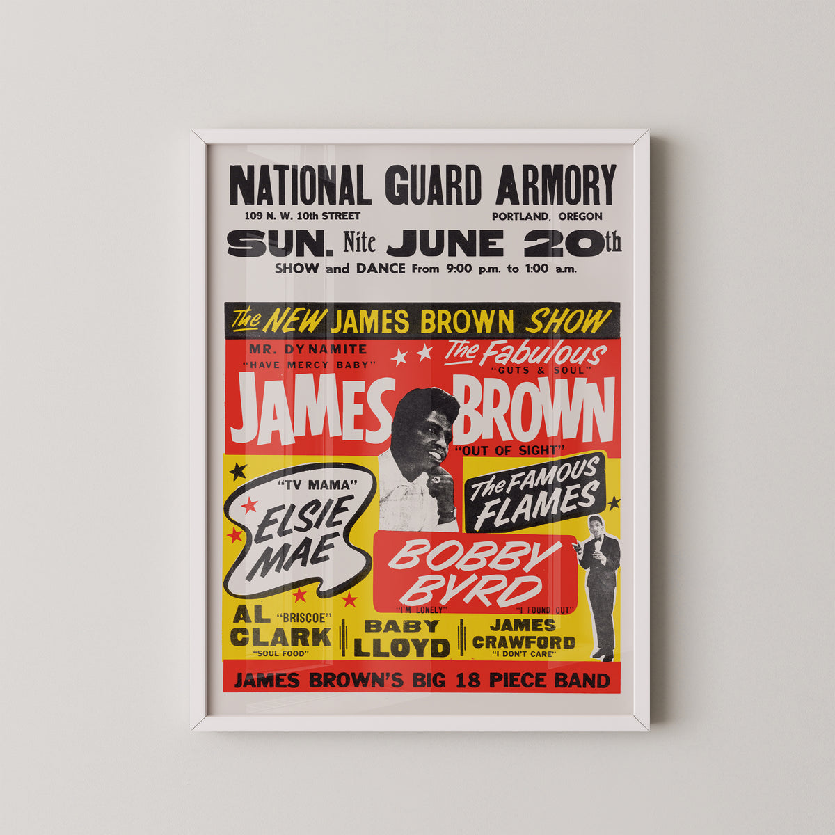 James Brown 1965 Concert Poster – Vintage Soul Art