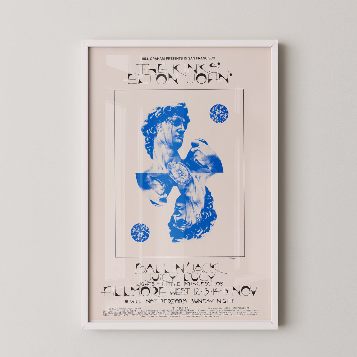 Affiche de concert des Kinks – Art mural rock