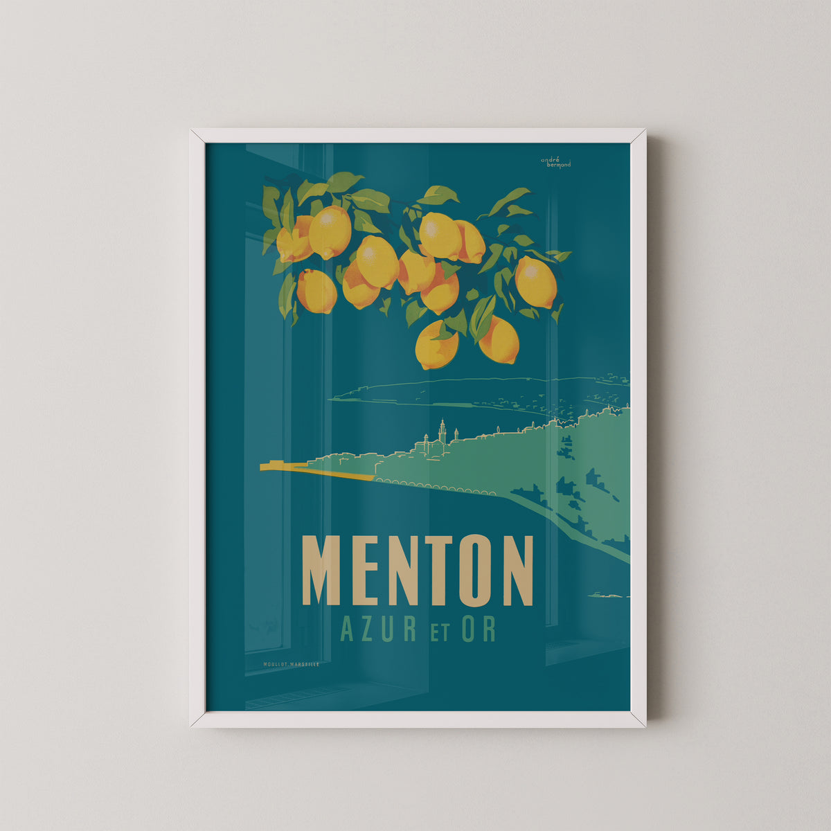 Menton Azur et Or Poster – French Riviera Travel Art