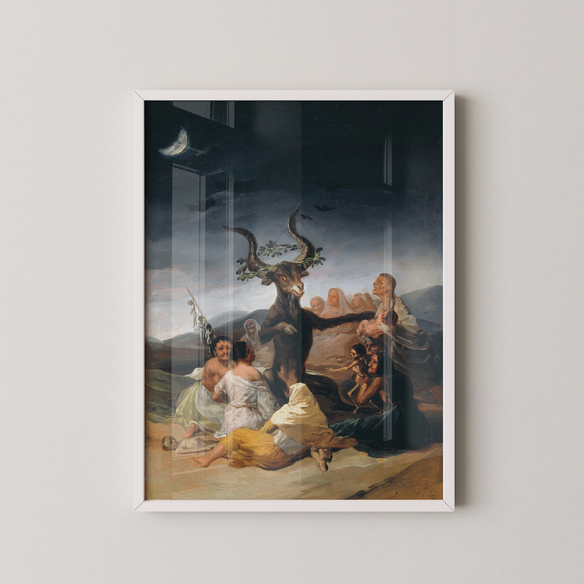 Goya Witches’ Sabbath art poster, wall art presentation, with gothic wall art character