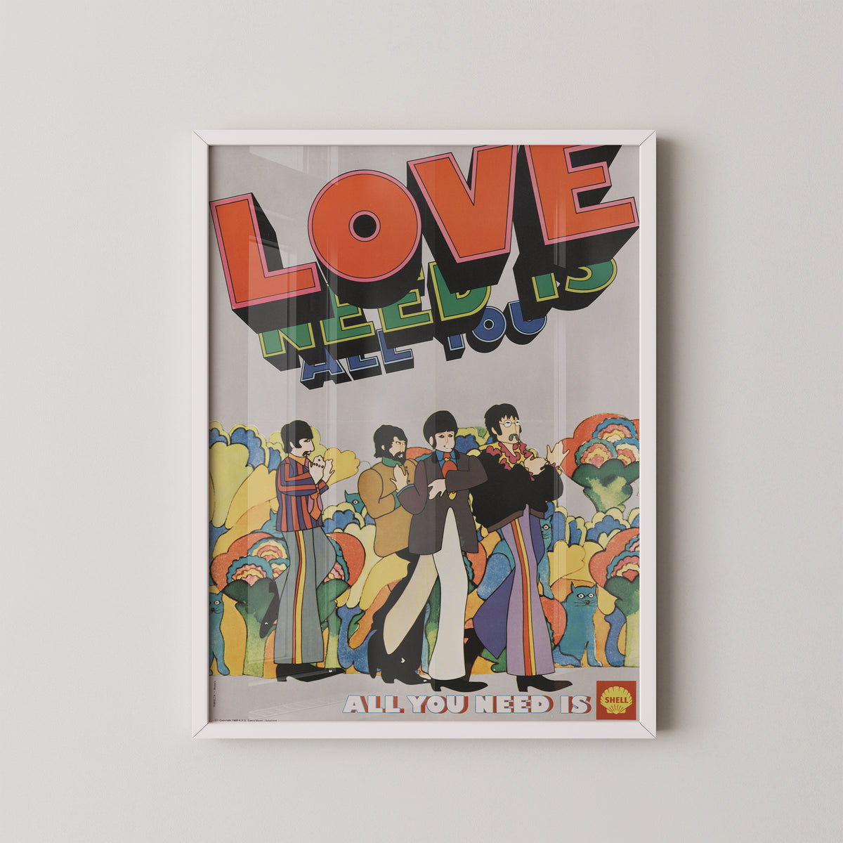Affiche rétro des Beatles – Tout ce dont vous avez besoin, c'est d'amour