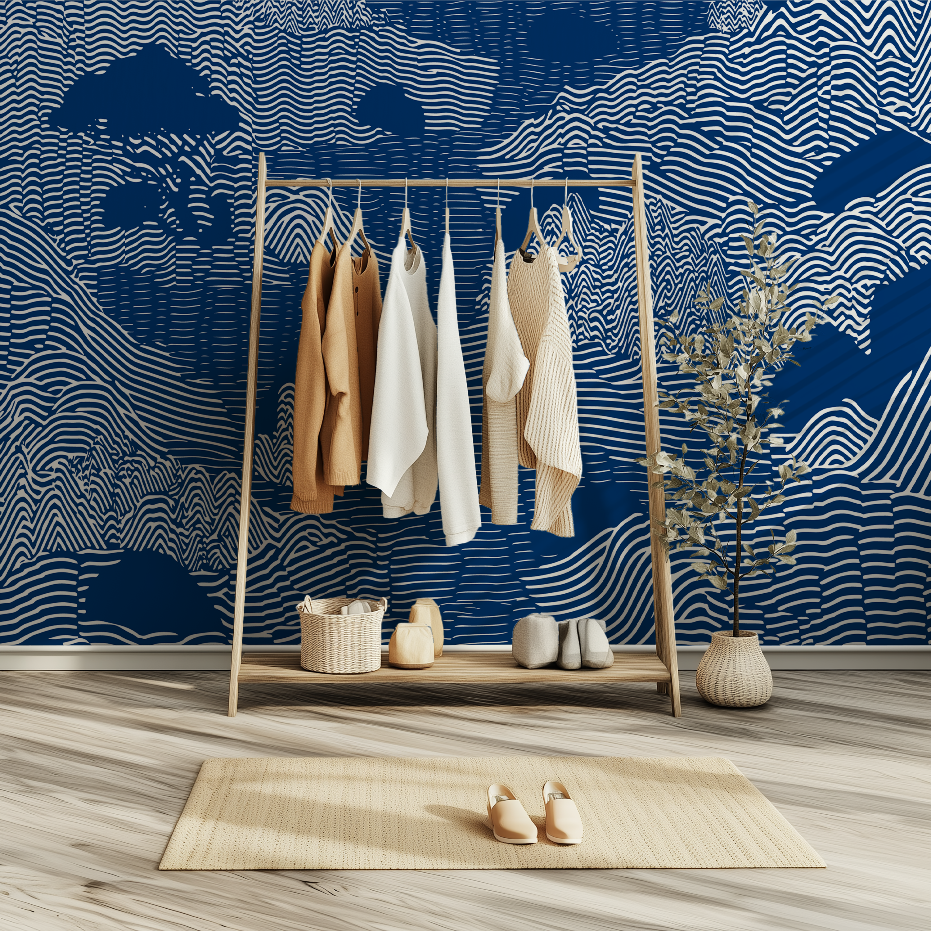 Blue Topographic Mountain Wallpaper