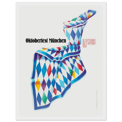 1993 Munich Oktoberfest travel poster capturing the festive Bavarian atmosphere, ideal for fans of German design and vintage festival art.