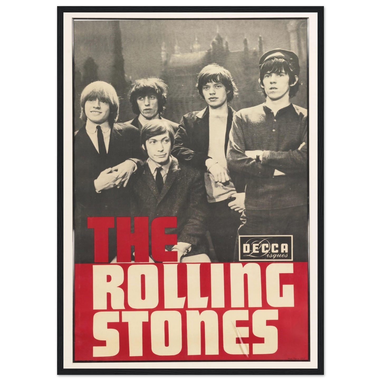 1960s rock band poster featuring The Rolling Stones photographed in early career — authentic music history collectible.