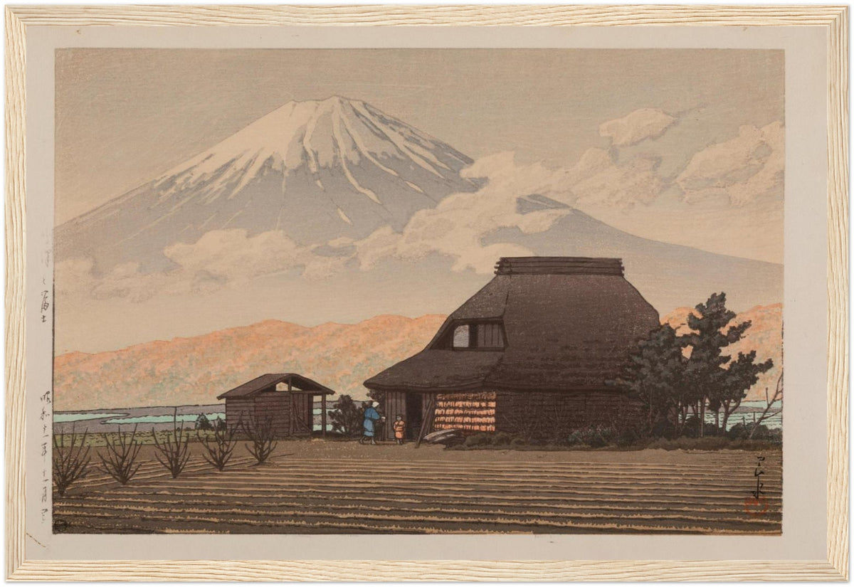 Hasui Narusawa Fuji art poster, wall art presentation, with mount fuji wall art character