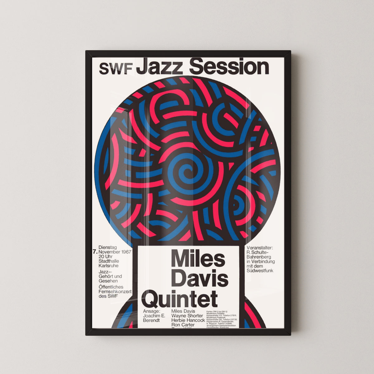 Miles Davis Jazz Legend Poster – Vintage Music Art – black frame mockup