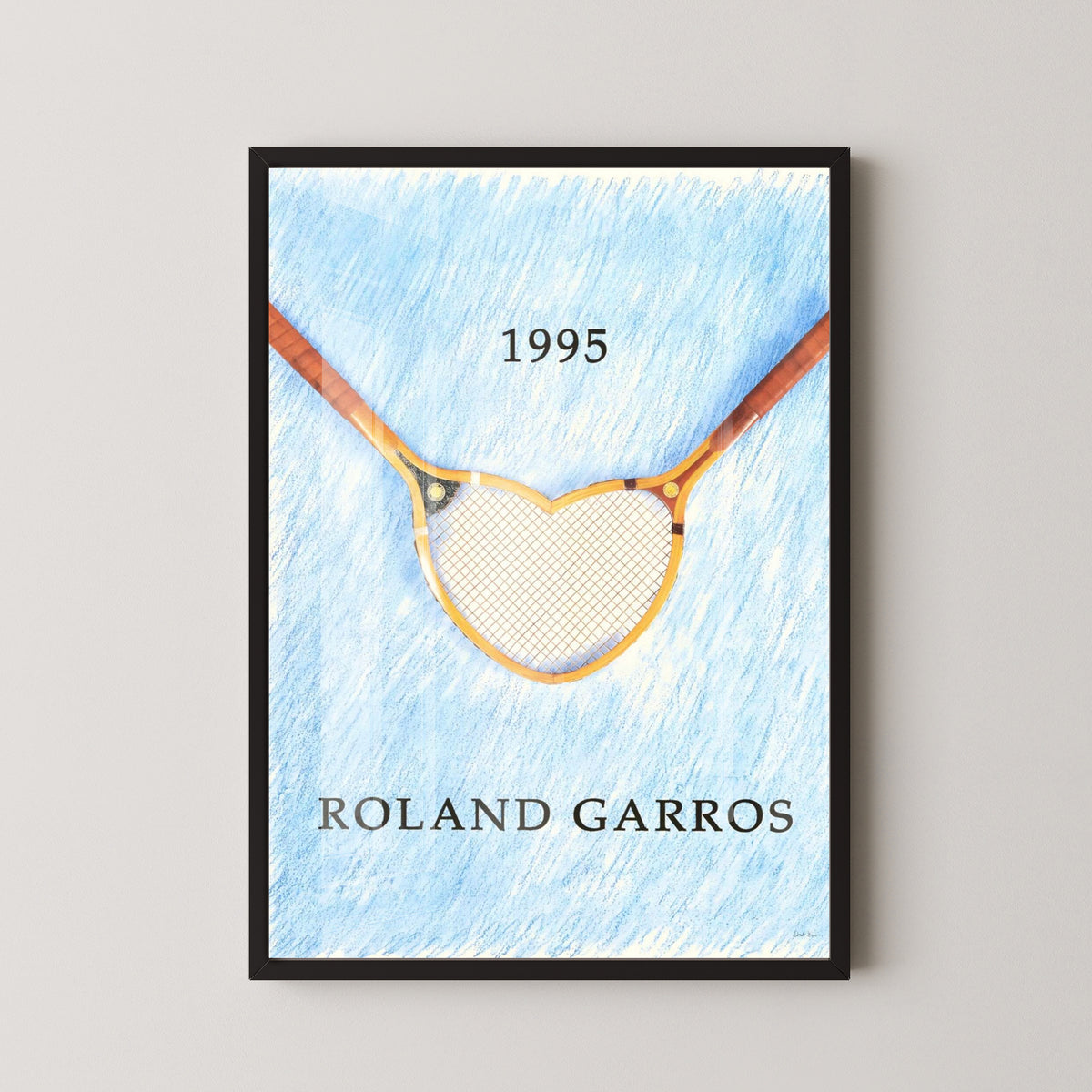 Roland Garros 1995 Poster – Vintage French Open Art – black frame mockup