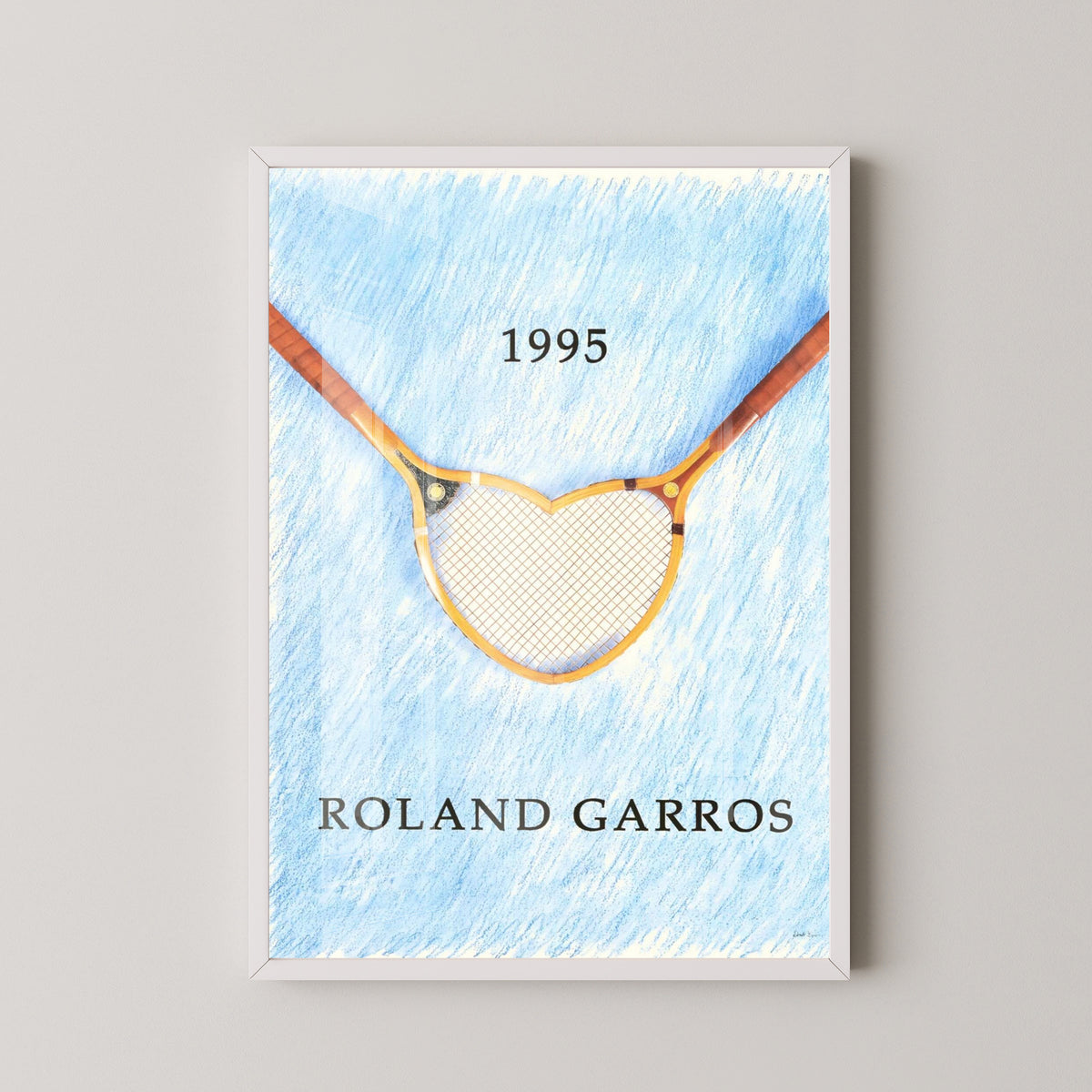 Roland Garros 1995 Poster – Vintage French Open Art – white frame mockup