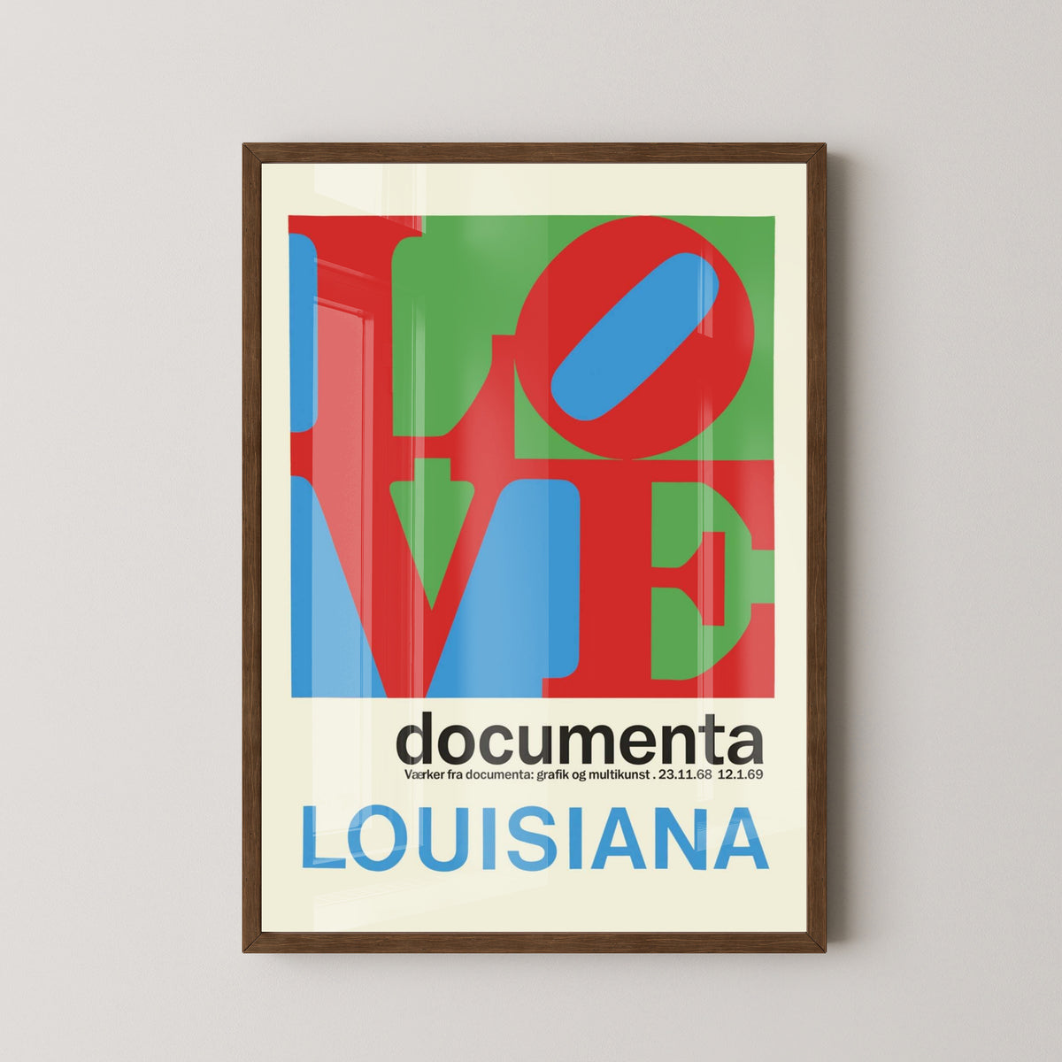 Louisiana Southern Airlines Vintage Travel Poster – dark wood frame mockup