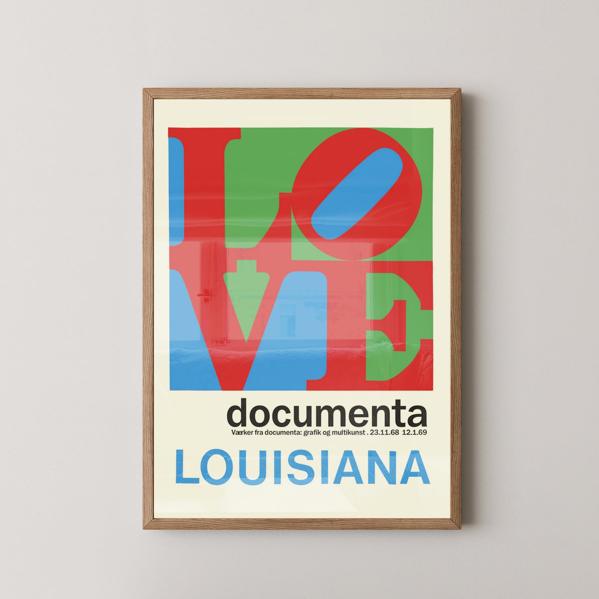 Louisiana Southern Airlines Vintage Travel Poster – light wood frame mockup