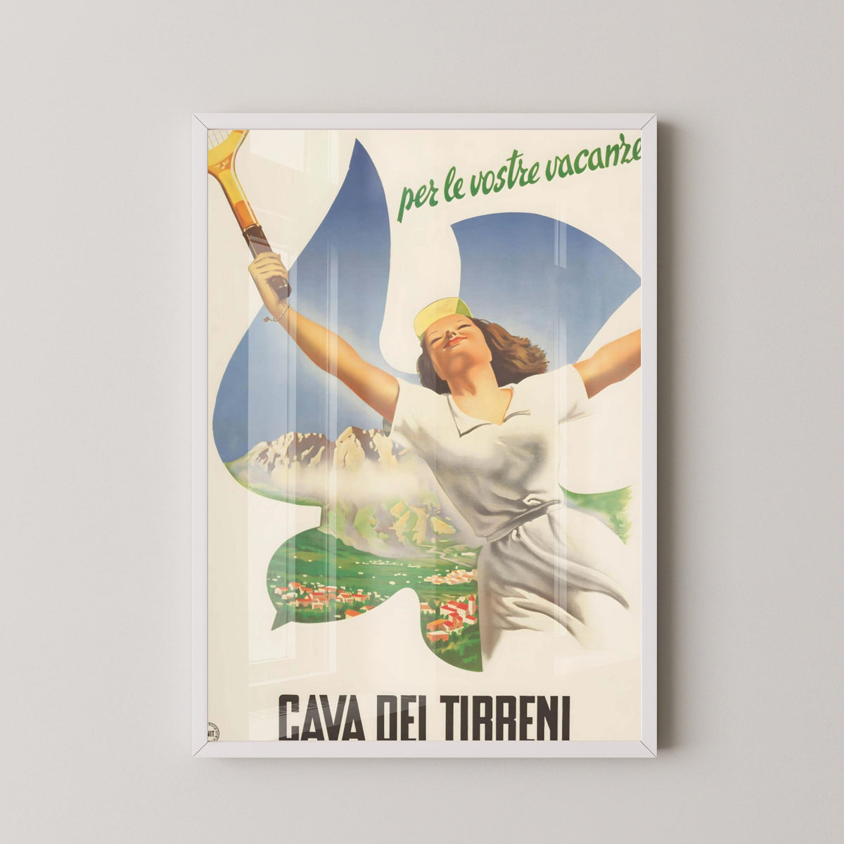 Salerno Vintage Tennis Tournament Poster – white frame mockup