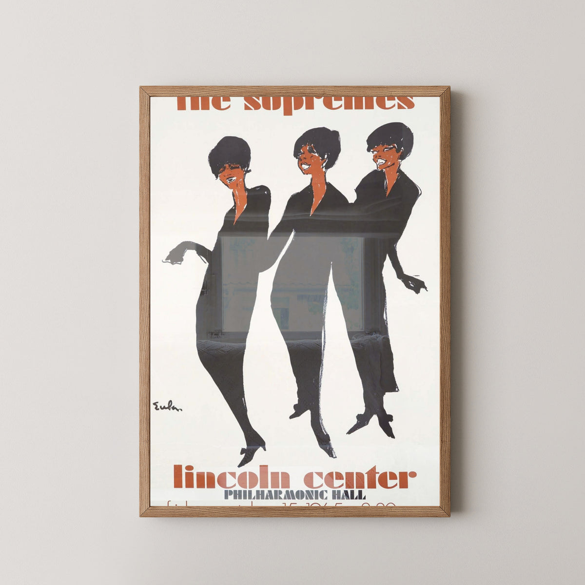 The Supremes Lincoln Center Concert Poster – light wood frame mockup