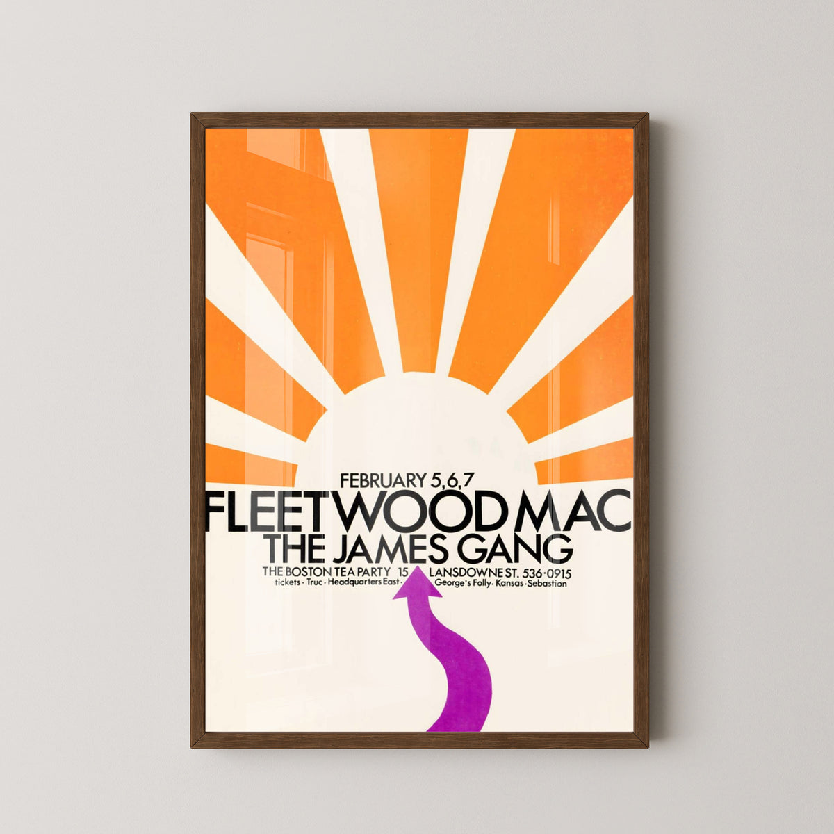 Fleetwood Mac Boston Concert Poster – dark wood frame mockup