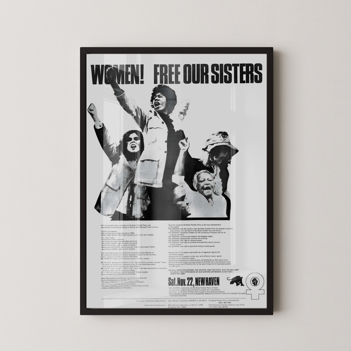 Black Panther Women Poster – Feminist Movement Art – black frame mockup