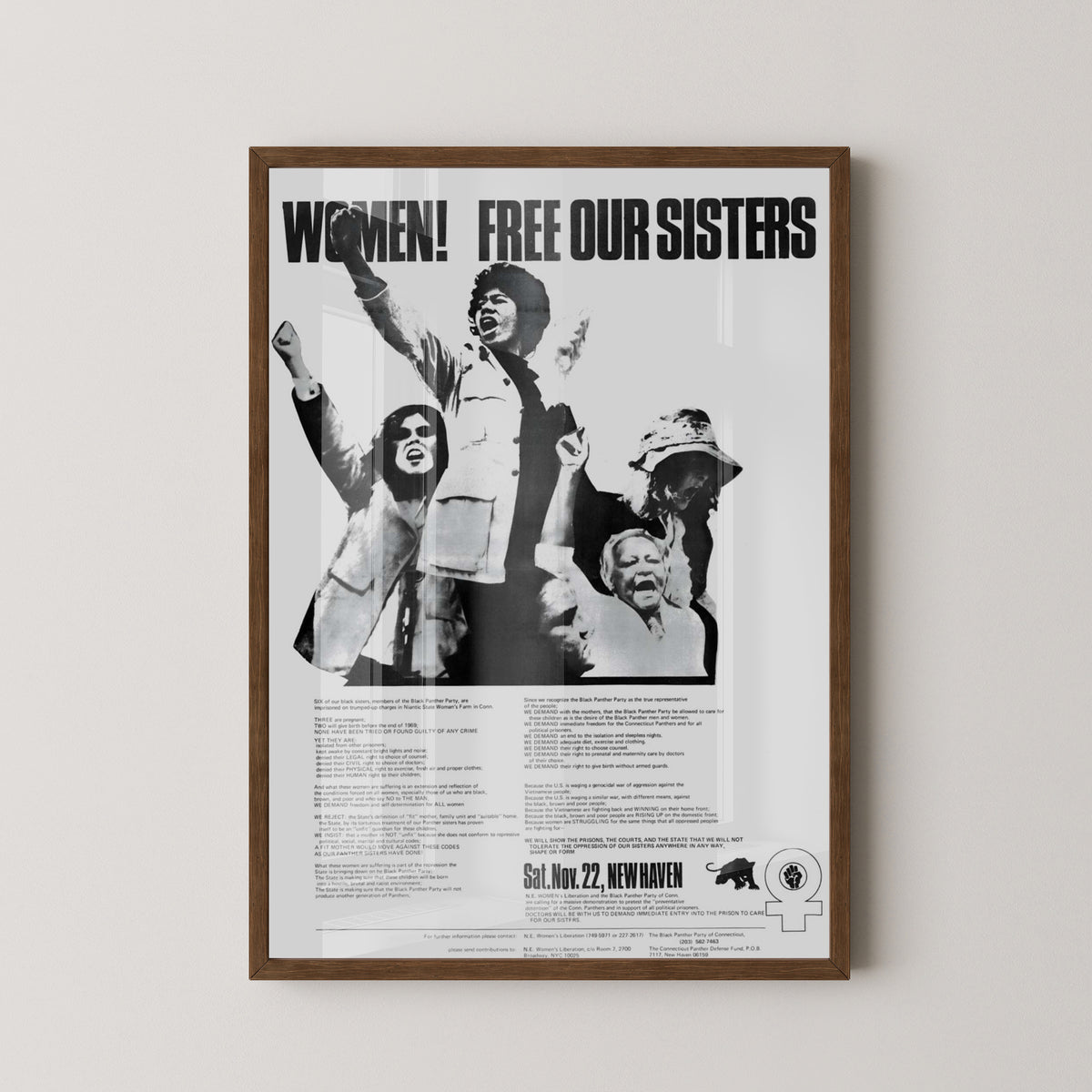 Black Panther Women Poster – Feminist Movement Art – dark wood frame mockup