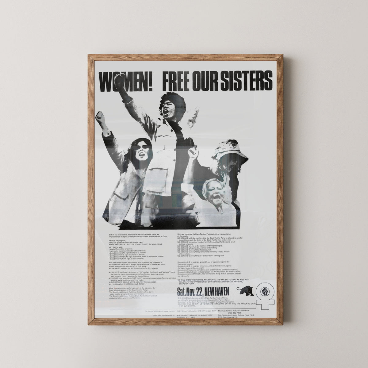 Black Panther Women Poster – Feminist Movement Art – light wood frame mockup