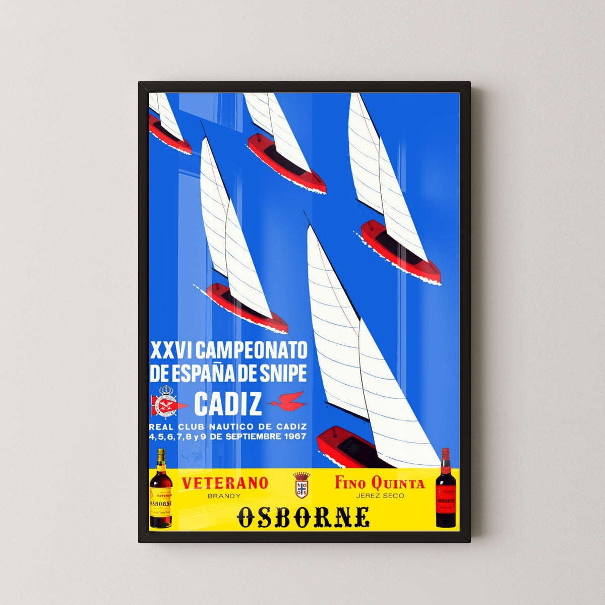 Cádiz Boat Race Poster – Osborne Sailing Advertisement – black frame mockup