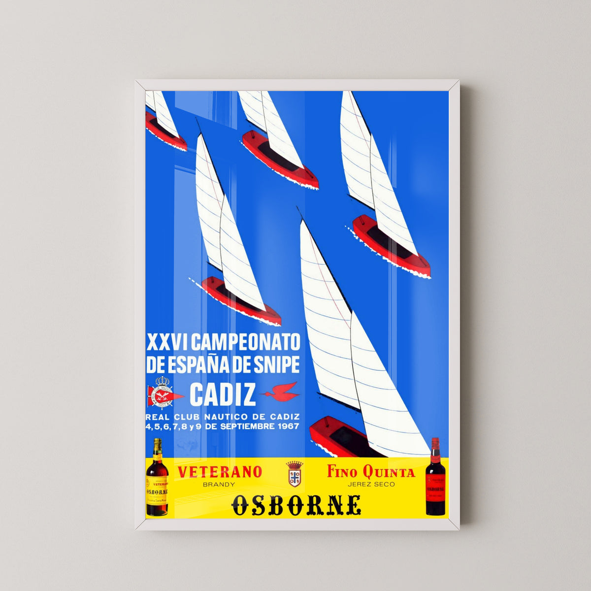 Cádiz Boat Race Poster – Osborne Sailing Advertisement – white frame mockup