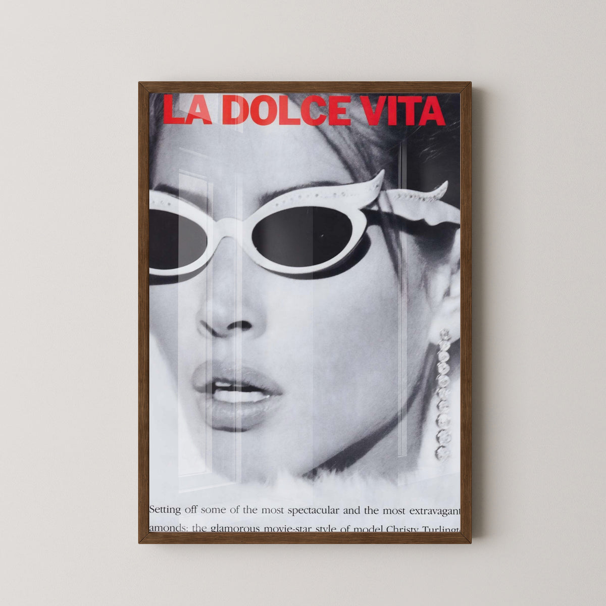 La Dolce Vita Italian Film Poster – dark wood frame mockup