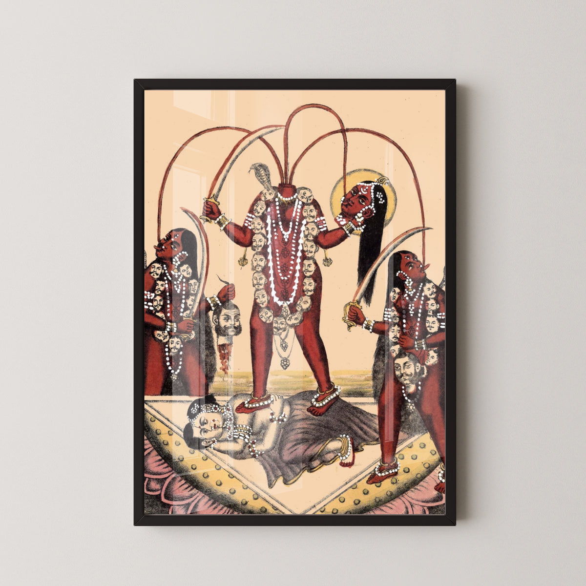 Chinnamastā Goddess Poster – Hindu Tantric Art – black frame mockup